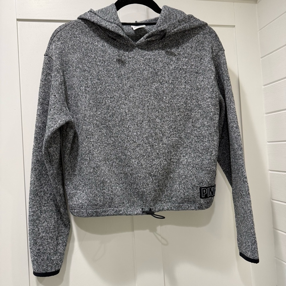 PINK Victoria's Secret Heathered Gray Cropped Hoodie‎